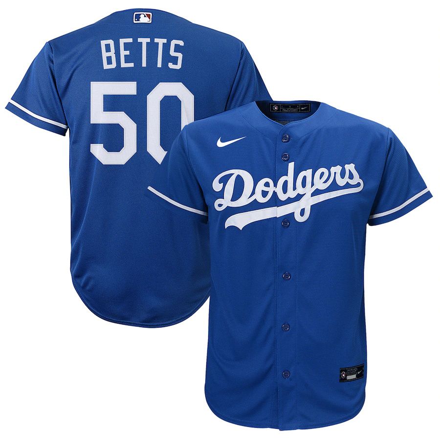 Youth Los Angeles Dodgers #50 Mookie Betts Nike Royal Alternate Replica Player MLB Jerseys->youth mlb jersey->Youth Jersey